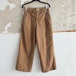 LL Bean Pants Wide Leg Cotton Canvas Trousers Women 6 Cropped Chinos Classic Fit